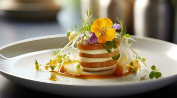 Gourmet Frühstück hoch Qualität Gericht, molekular Küche Nahansicht foto