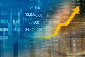 börsenfinanzierungsgeschäft, digitale technologie des wirtschaftstrenddiagramms. foto