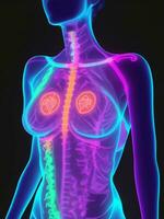 Brust Krebs Röntgen von Frau Körper, generativ ai Illustration. foto