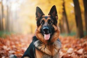 Deutsche Schäfer Hund Herbst. generieren ai foto