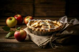 hausgemacht Apfel Kuchen rustikal. generieren ai foto