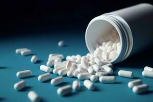 Weiß Tabletten Medizin. generieren ai foto
