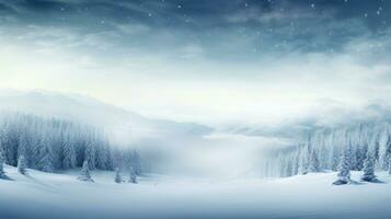 Winter Hintergrund mit schneebedeckt Landschaft. generativ ai foto