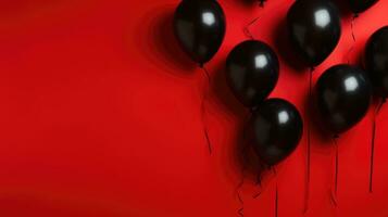 Hintergrund mit schwarz Luftballons auf rot zum schwarz Freitag foto