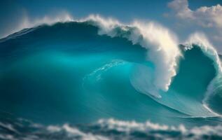 Spritzen Blau Welle im das Meer, generativ ai Illustration. foto