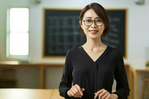 weiblich Lehrer Asien. generieren ai foto