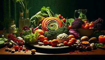 Frische von Natur Kopfgeld gesund Essen mit organisch Vegetarier Essen generiert durch ai foto