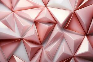 abstrakt Design von Dreiecke farbig im Licht Rosa, Weiss, und Gold ai generiert foto