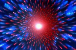 dynamisch Disko Hintergrund mit schimmernd Blau und rot Strahlen. ai generiert foto