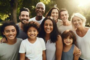 Familie Park zusammen. generieren ai foto