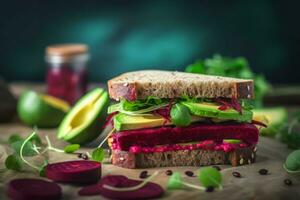 vegan Rote Beete Sandwich. generieren ai foto