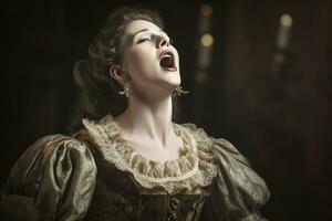 Oper Sänger weiblich Kleid. generieren ai foto