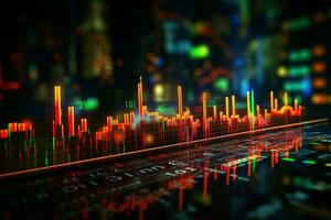 Zeit Gefahren Einsichten visualisieren dynamisch Geschäft, Lager Markt Performance Verschiebungen ai generiert foto
