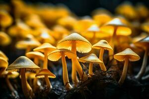 Gelb Makro Pilz Lebensmittel. generieren ai foto