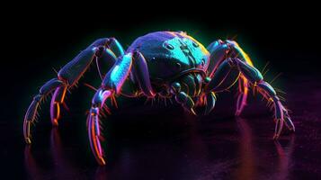 neonfarben Spinne mit Digital Stimmung ai generiert foto