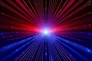 faszinierend Blau und rot leuchtenden Strahlen einstellen das Disko Stimmung. ai generiert foto