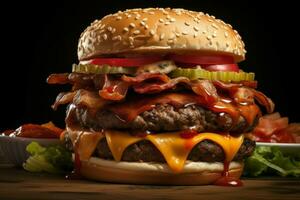 Bohnenkraut amerikanisch Burger Lebensmittel. generieren ai foto