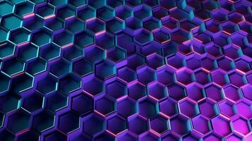 Hexagon Gitter mit futuristisch Blau und lila Gradient ai generiert foto