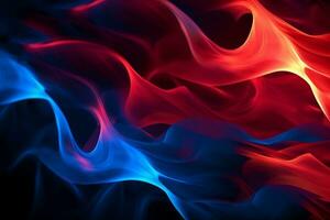 Verflechtung rot und Blau Flammen hypnotisieren auf ein dunkel Hintergrund. ai generiert foto