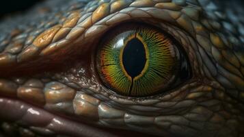 exotisch Leguan Auge im Detail ai generiert foto