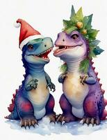 süß Dinosaurier Weihnachten generativ ai foto