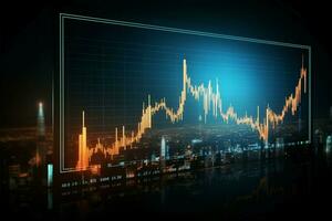 Analysieren Handel Trends durch Lager Markt Graph zum informiert Geschäft und finanziell Entscheidungen ai generiert foto