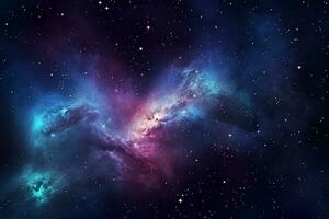Nacht Himmel abstrakt Hintergrund - - Universum gefüllt mit Sterne, Nebel und Galaxis ai generiert foto