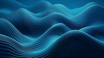 elegant 3d Blau Wellen auf Gradient Hintergrund ai generiert foto