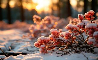 dicht gemischt Schnee Wald - - ai generiert Bild foto