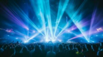 verwischen Menge Publikum Aufpassen Leben Show im Konzert Halle oder Tagungsort Stadion mit bunt Beleuchtung Hintergrund. generativ ai foto