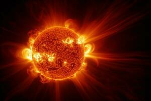 hyperrealistisch Bild von das Sonne Oberfläche präsentieren das roh Leistung von ausbrechen Solar- Fackeln ai generativ foto