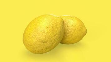 das Zitrone auf Gelb Hintergrund zum Essen oder trinken Konzept 3d Rendern foto