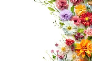 Blumen- Rahmen Dekoration isoliert auf Weiß Hintergrund ai generiert foto