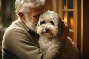 Porträt von Mann und Frau umarmen süß shih tzu Hund. Haustier Konzept foto