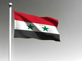 Syrien National Flagge winken auf grau Hintergrund foto