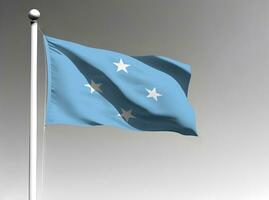 Mikronesien National Flagge winken auf grau Hintergrund foto