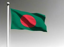 Bangladesch National Flagge winken auf grau Hintergrund foto