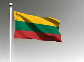 Litauen National Flagge winken auf grau Hintergrund foto