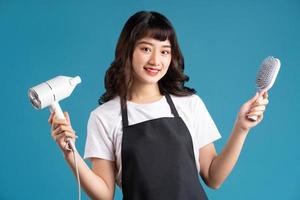 asiatisches porträt der friseurin foto