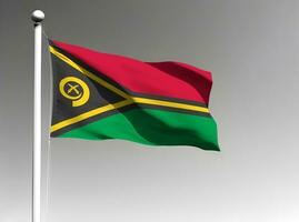 Vanuatu National Flagge winken auf grau Hintergrund foto