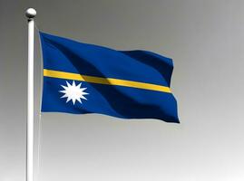 Nauru National Flagge winken auf grau Hintergrund foto