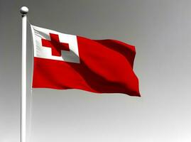 Tonga National Flagge winken auf grau Hintergrund foto