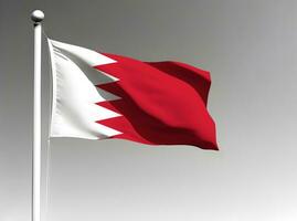 Bahrain National Flagge winken auf grau Hintergrund foto