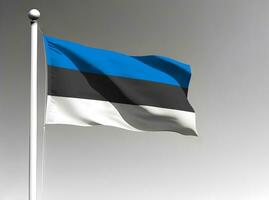 Estland National Flagge winken auf grau Hintergrund foto
