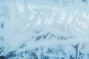 Frost Muster auf ein Fenster abbilden Eis Kristalle, vermitteln ein Winter fühlen, perfekt zum Urlaub Schöne Grüße ai generativ foto