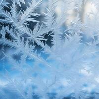 Frost Muster auf ein Fenster abbilden Eis Kristalle, vermitteln ein Winter fühlen, perfekt zum Urlaub Schöne Grüße ai generativ foto