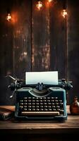 Jahrgang Schreibmaschine auf rustikal hölzern Hintergrund ai generativ foto