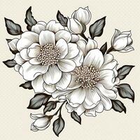 das Blume im schwarz und Weiß Färbung Seiten generiert durch ai foto
