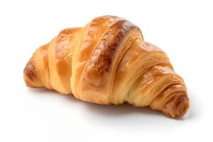 Single Croissant isoliert auf Weiß hintergrundai generiert foto