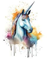 Aquarell bunt Blume Einhorn Gesicht Illustration schön Hintergrund foto